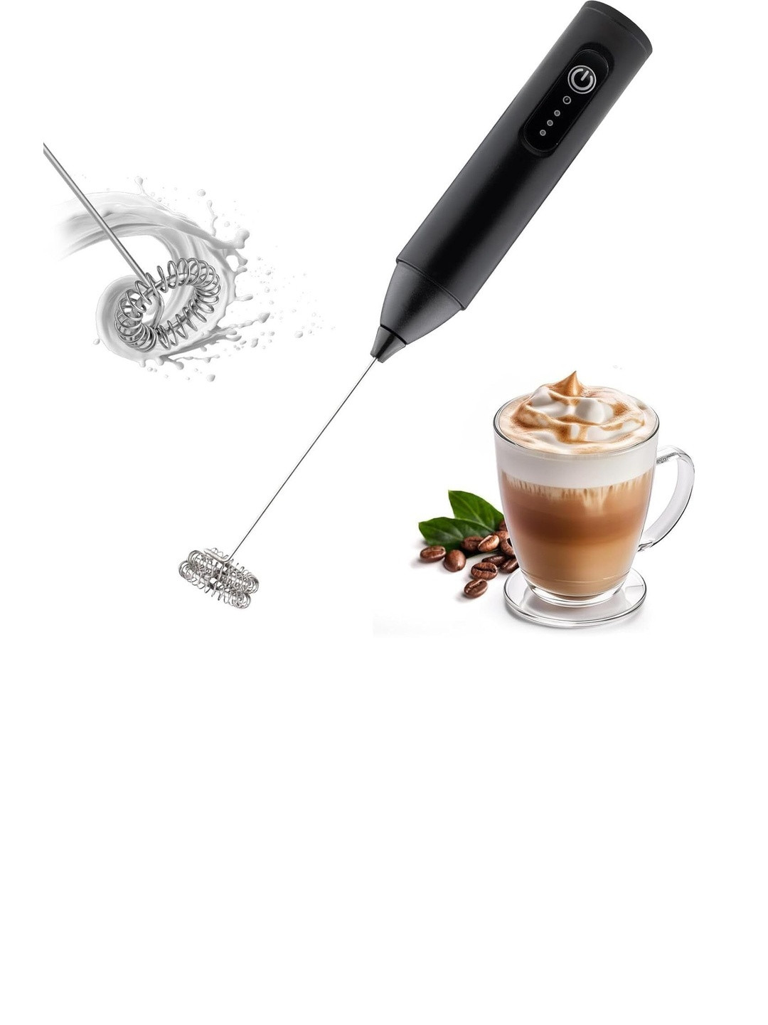 FINARO Black Portable Rechargeable Coffee Beater