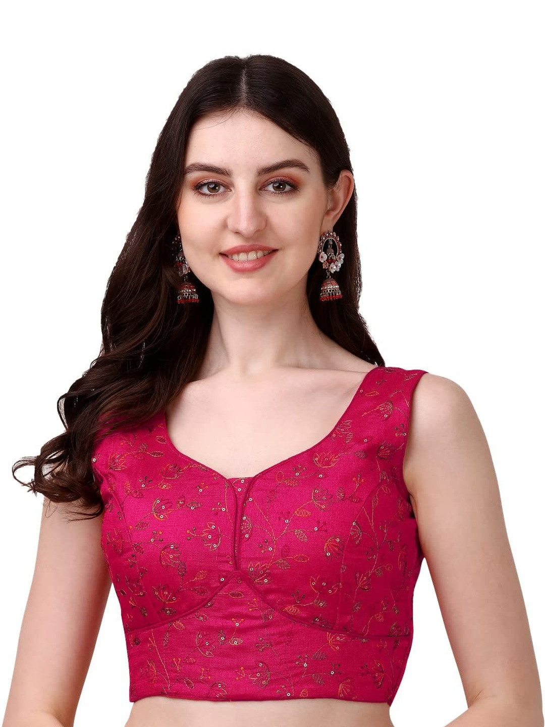 HERE&NOW Silk Embroidered Sequinned Saree Blouse