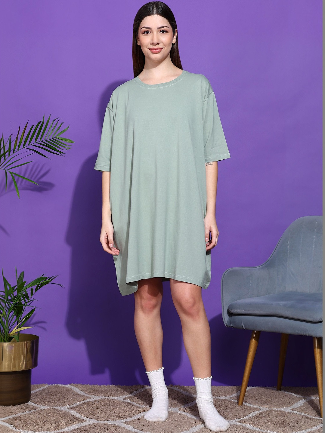 SWITCHOVER Cotton Round Neck Nightdress