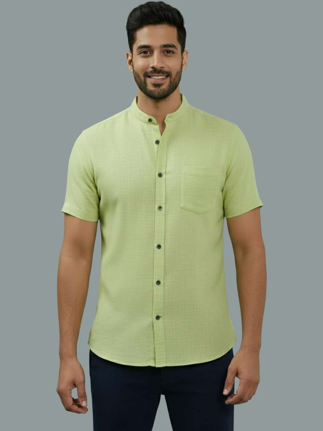 Vashuqi Men Smart Slim Fit Casual Shirt