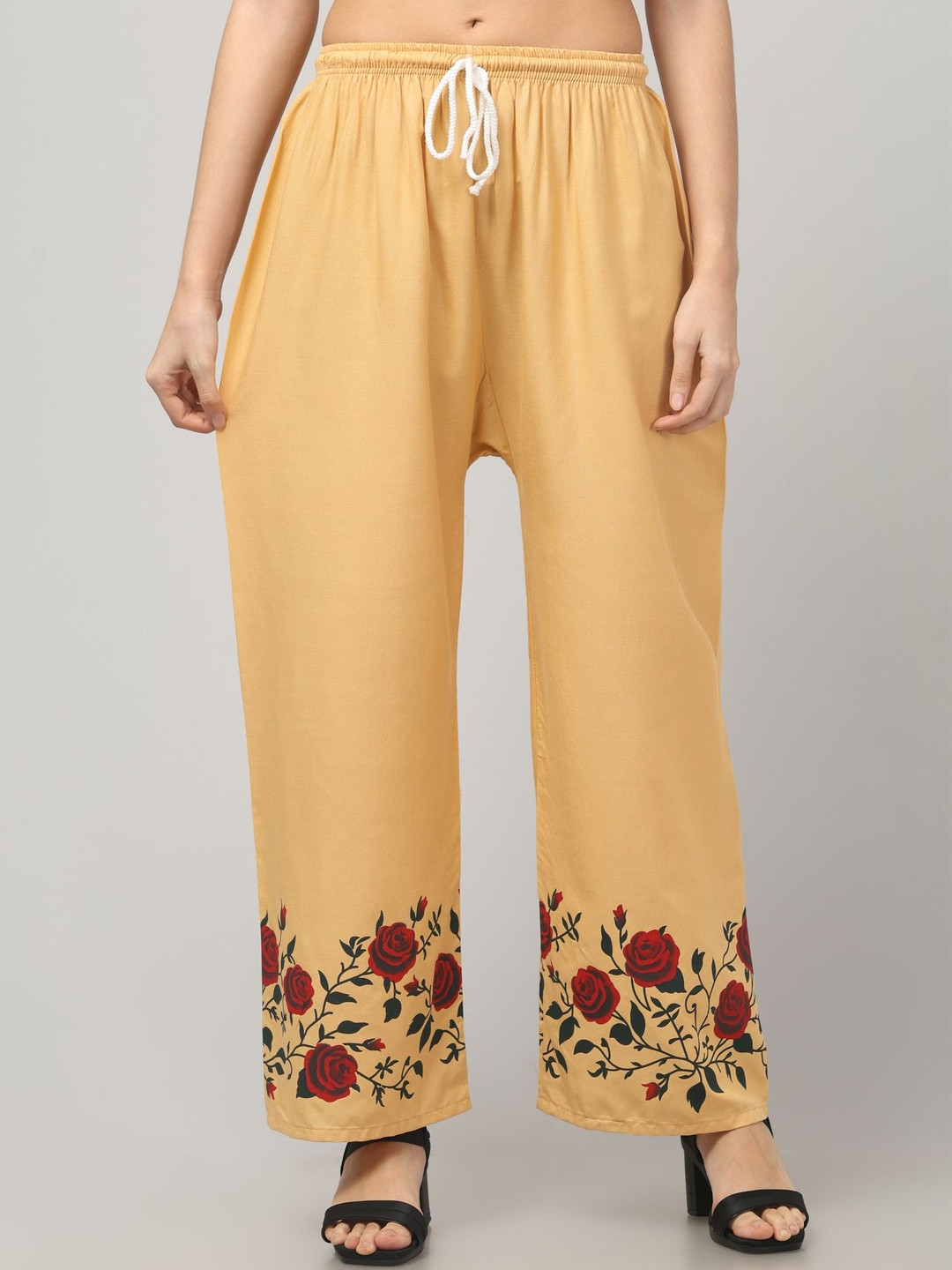 CROWN KING Women Floral Printed Easy Wash Trousers