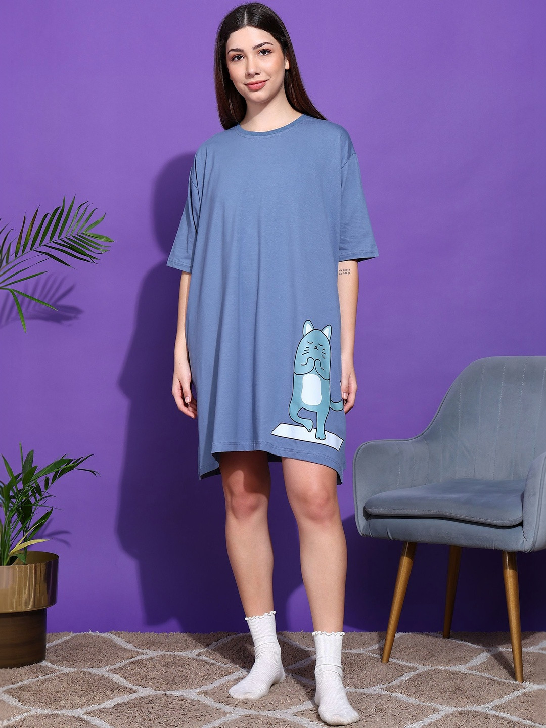 SWITCHOVER Printed Cotton Maxi Nightdress