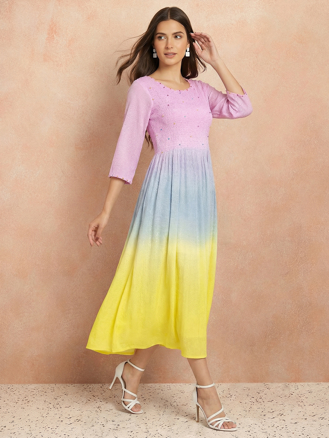 all about you Dyed Crepe Fit & Flare Midi Dress