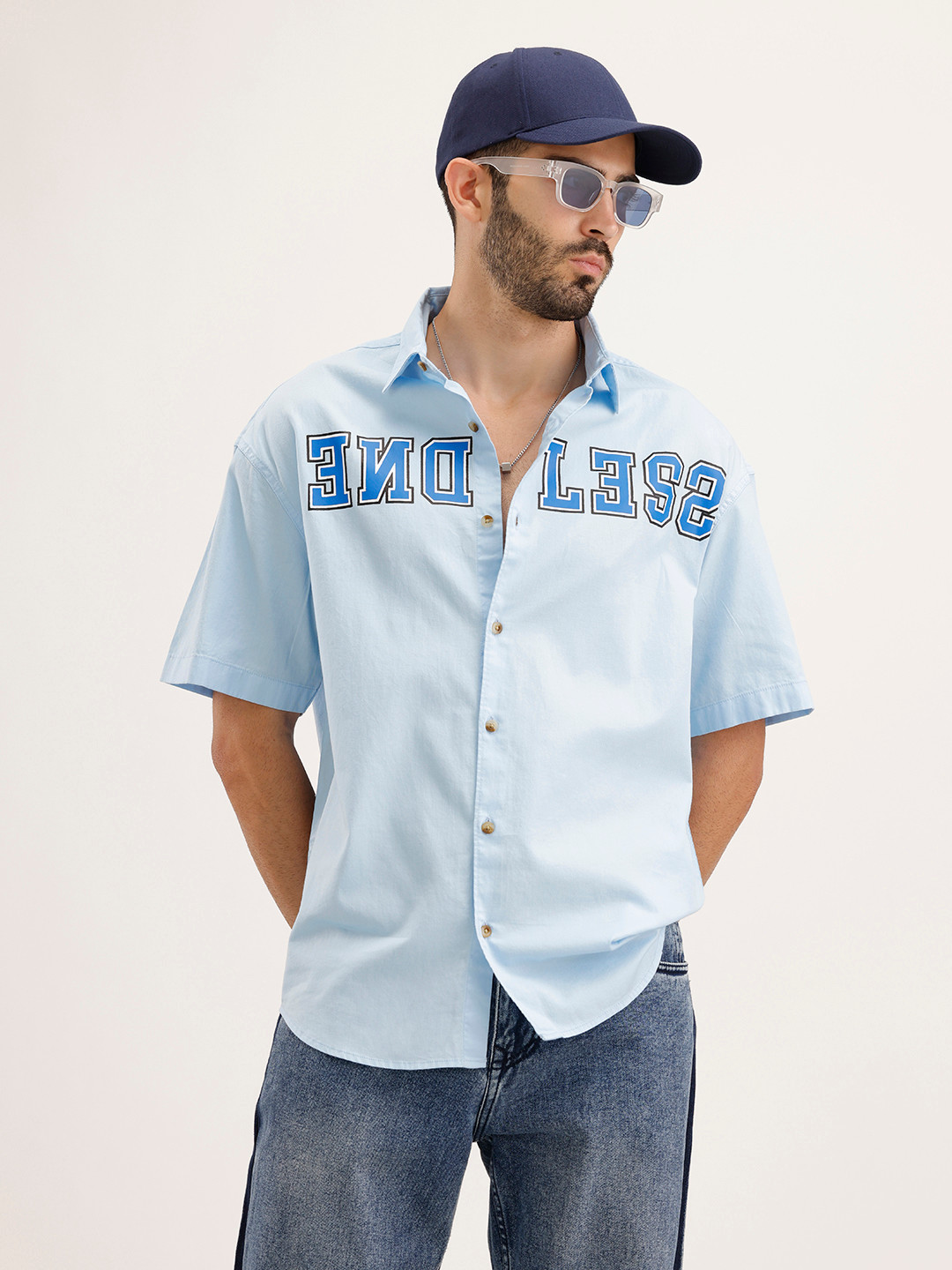 WROGN Printed Oversized Pure Cotton Casual Shirt