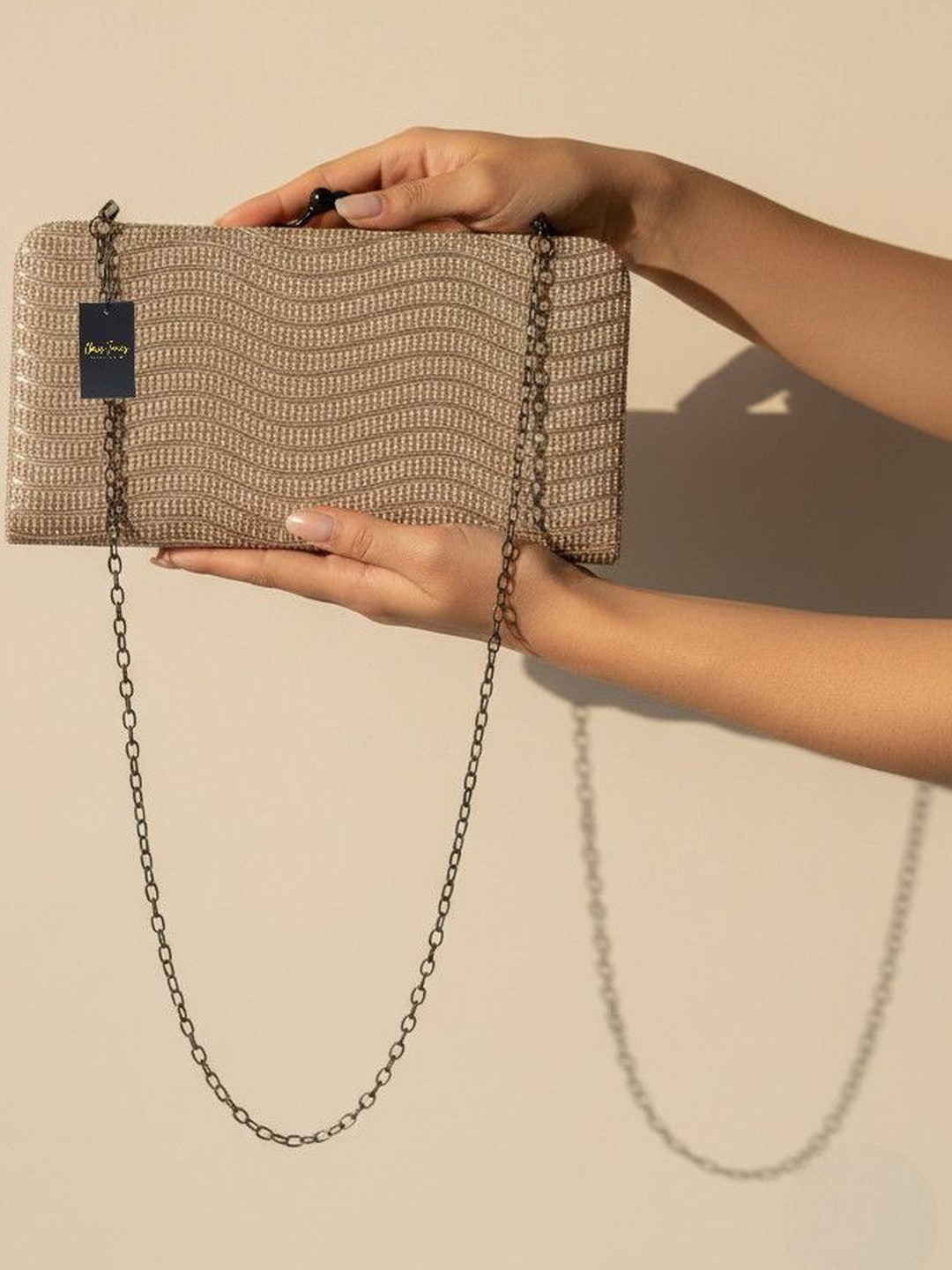 CLARIS JAMES Textured Embellished Purse Clutch