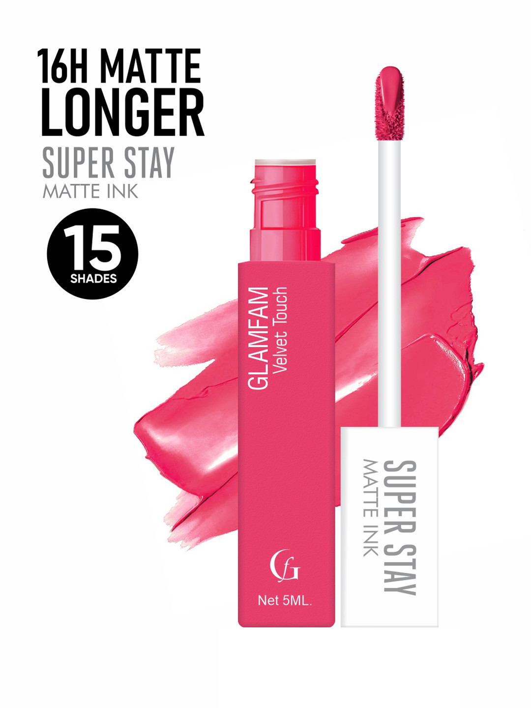 GlamFam Velvet Touch Super Stay Liquid Lipstick - 5 ml - Flamingo Pink - 16