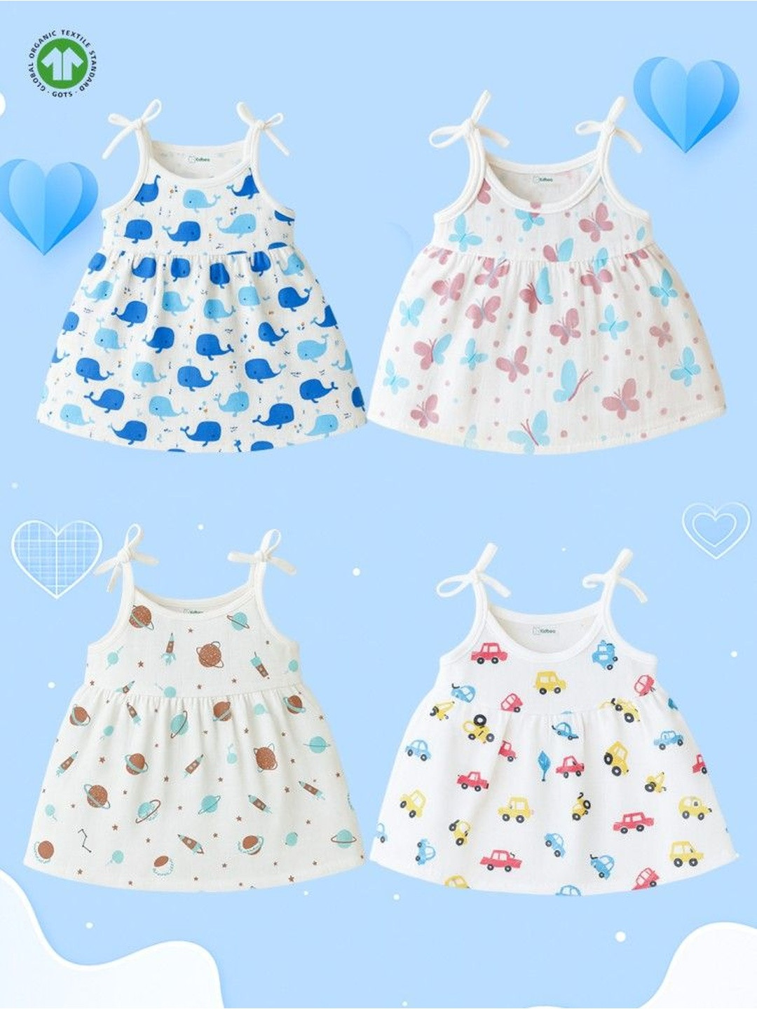 Kidbea Print Tie-Up Neck Organic Cotton Blend Fit & Flare Dress