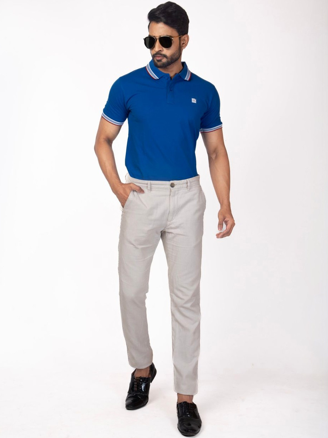 VITAL Men Brand Logo Polo Collar Pockets T-shirt