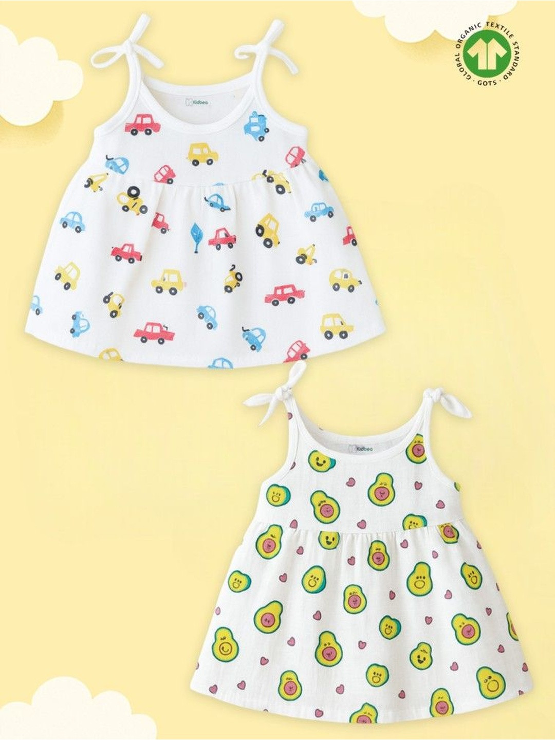 Kidbea Print Tie-Up Neck Organic Cotton Blend Fit & Flare Dress