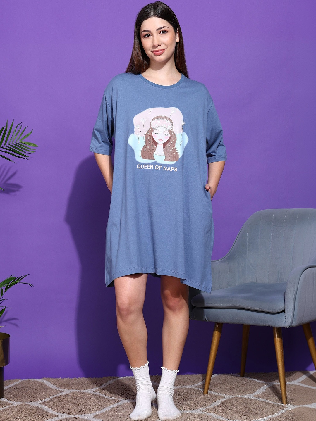 SWITCHOVER Printed Cotton Maxi Nightdress