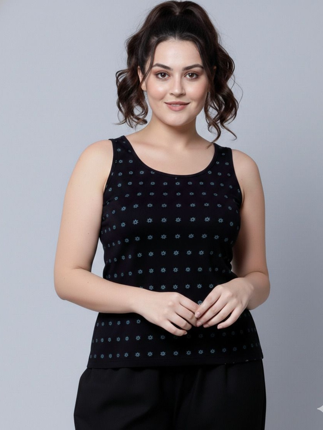 AYVINA Geometric Print Cotton Tank Top