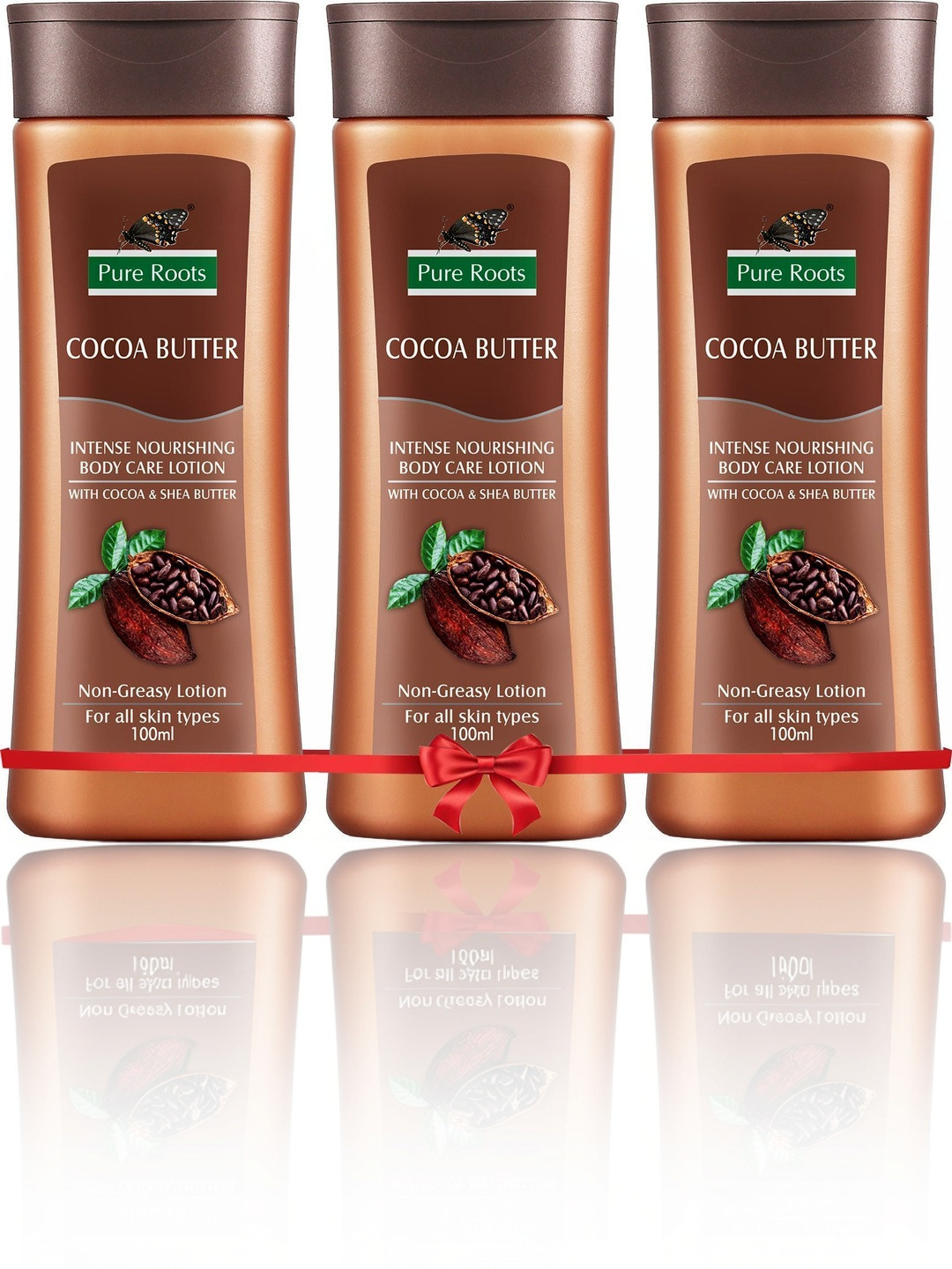 pure roots Set Of 3 Cocoa Butter Body Lotions - 100 ml Each