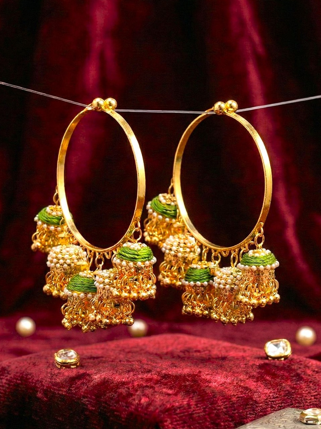 ADVIKA CREATIONS Set Of 2 Gold Plated Beaded Bridal Layered Kaleeras