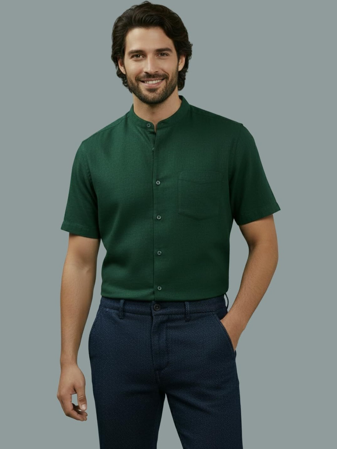 Vashuqi Men Smart Slim Fit Casual Shirt