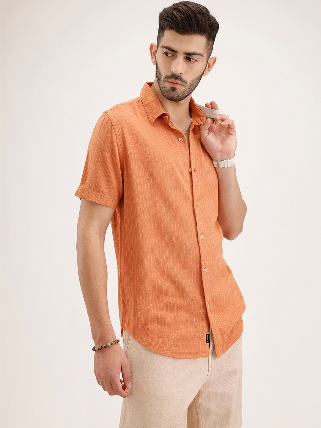 WROGN Men Slim Fit Striped Casual Shirt