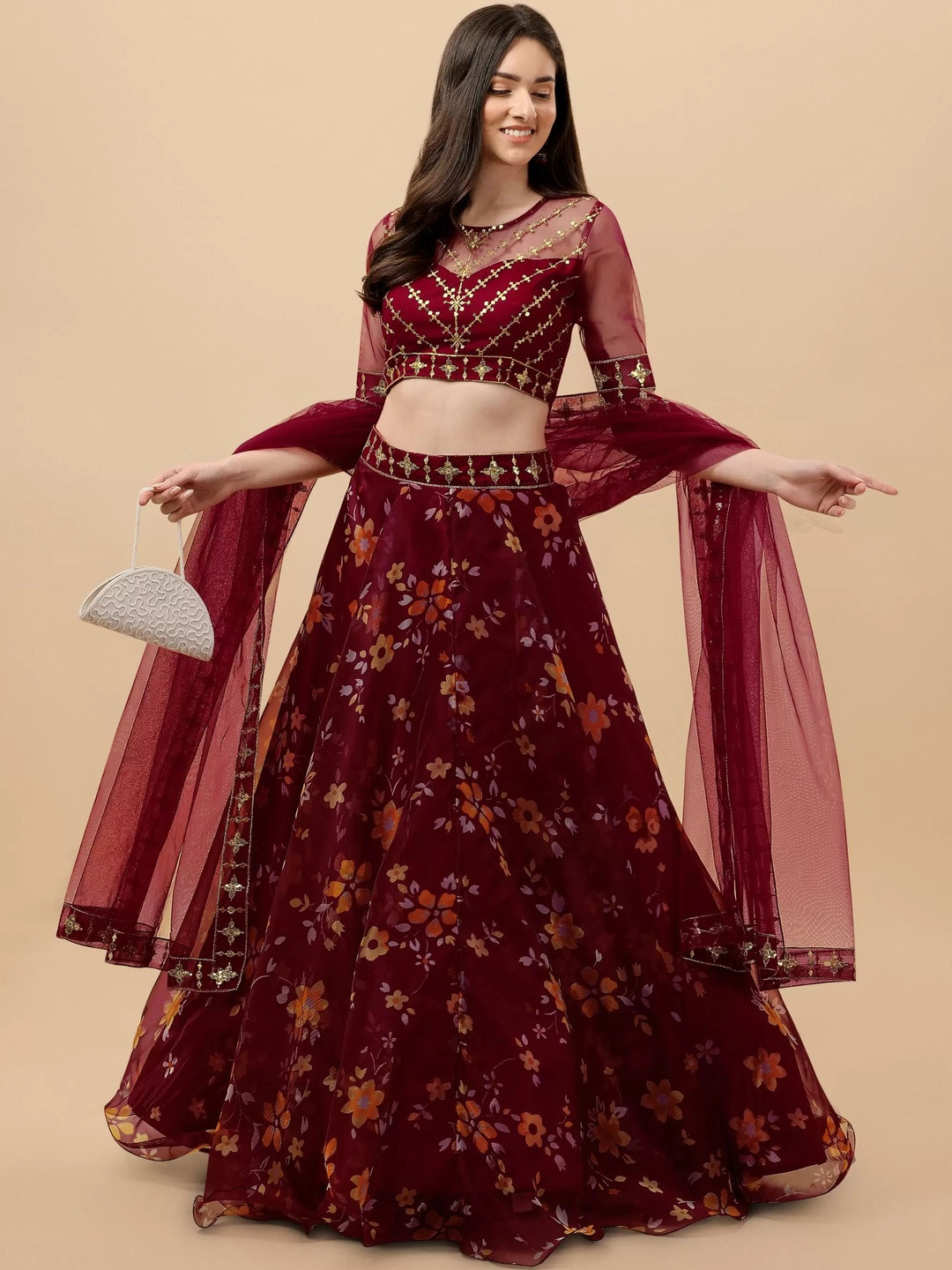 KRYSAL Embellished Semi-Stitched Lehenga & Blouse With Dupatta