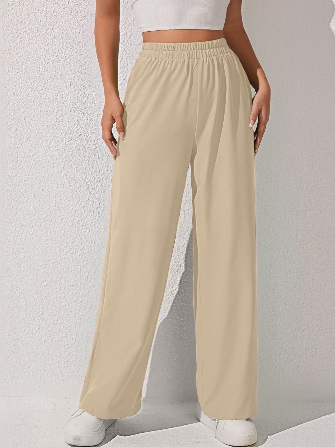 MULVARI Women Loose Fit High-Rise Easy Wash Trousers