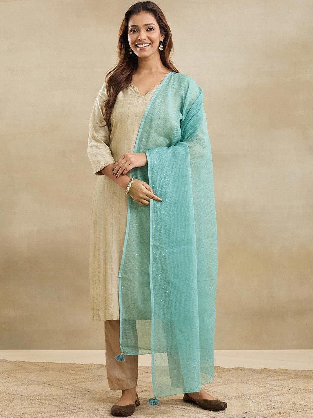 Fabindia Embroidered Cotton Silk Dupatta