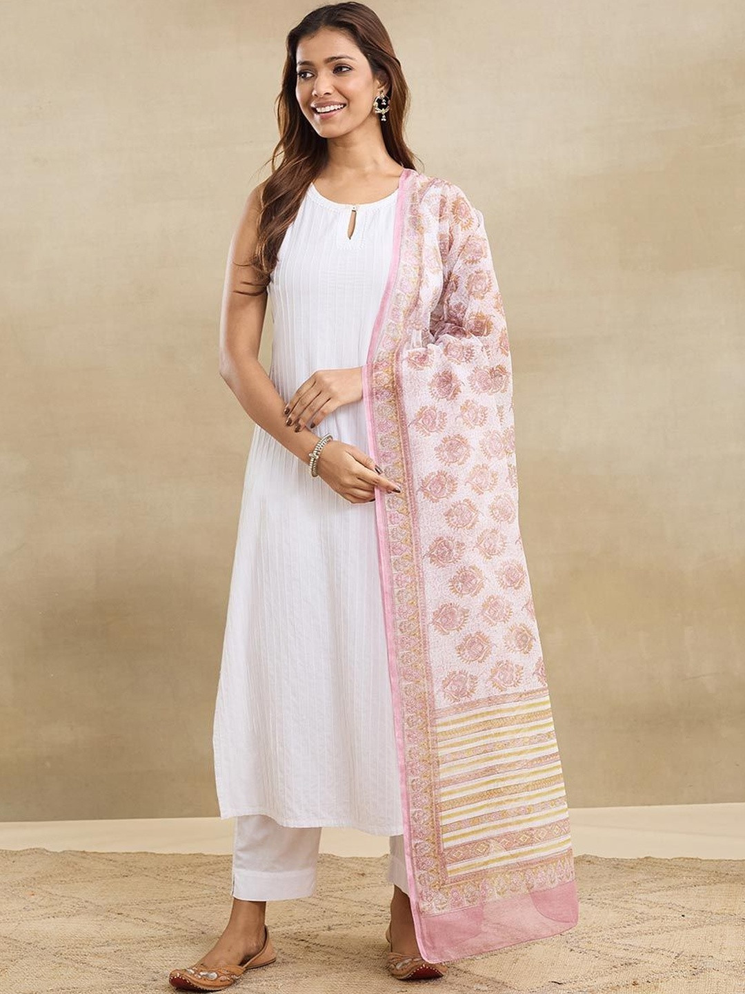 Fabindia Printed Cotton Silk Block Print Dupatta