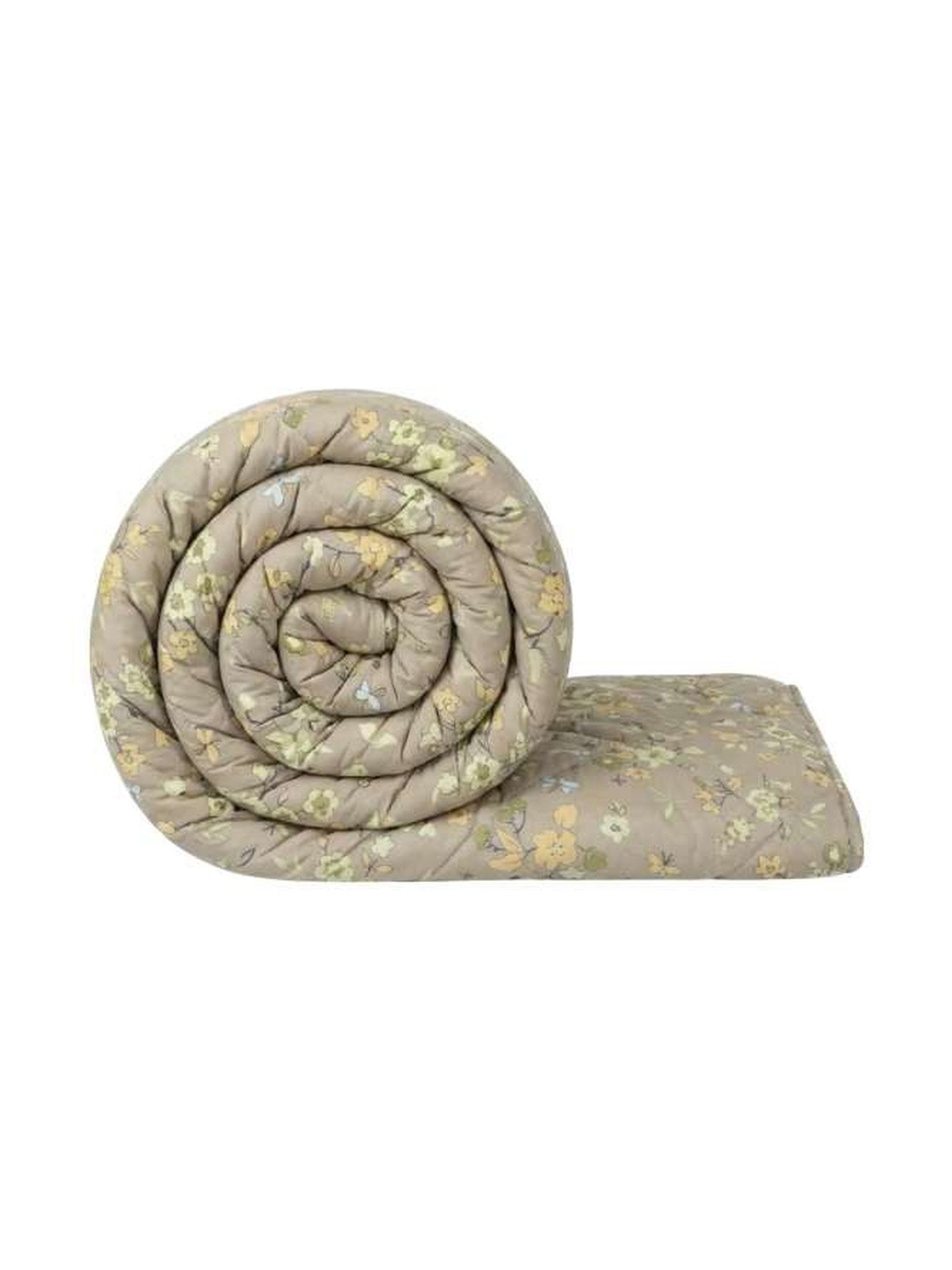 MAFATLAL Cream-Coloured & Grey Floral Microfiber AC Room 120 GSM Comforter