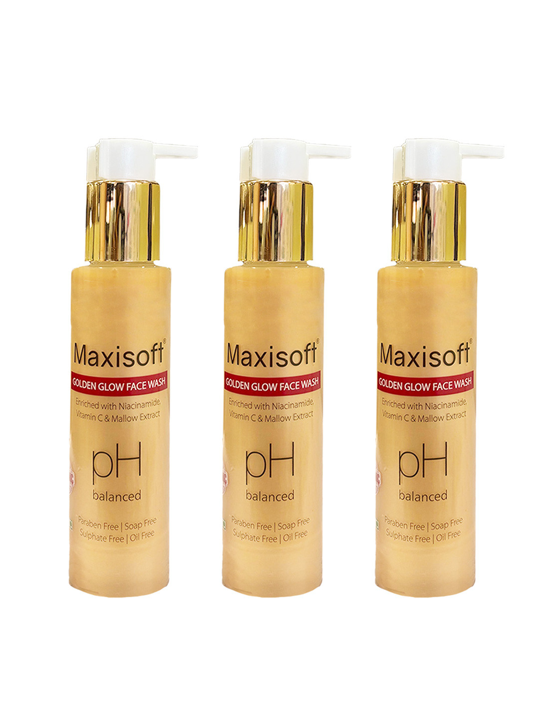 Maxisoft Set Of 3 Golden Glow Face Wash 100ml Each