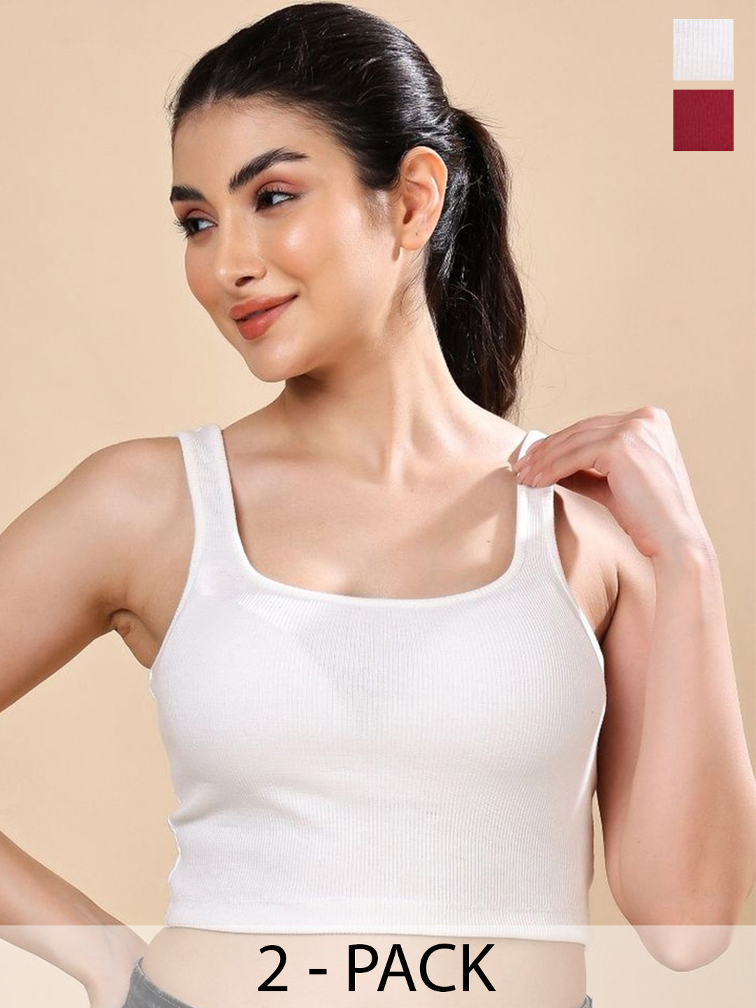 Moda Rapido Pack Of 2 Ribbed Crop Tank Top