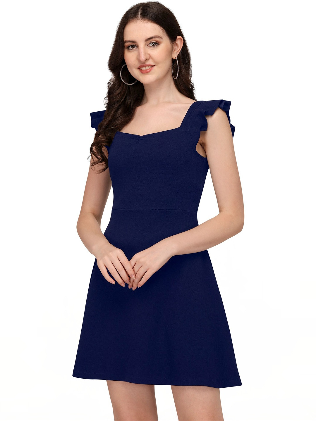 Mehrang Flutter Sleeve Ruffled Fit & Flare Mini Dress