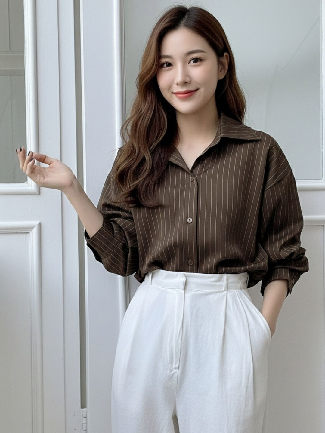 MULVARI Women Striped Casual Shirt