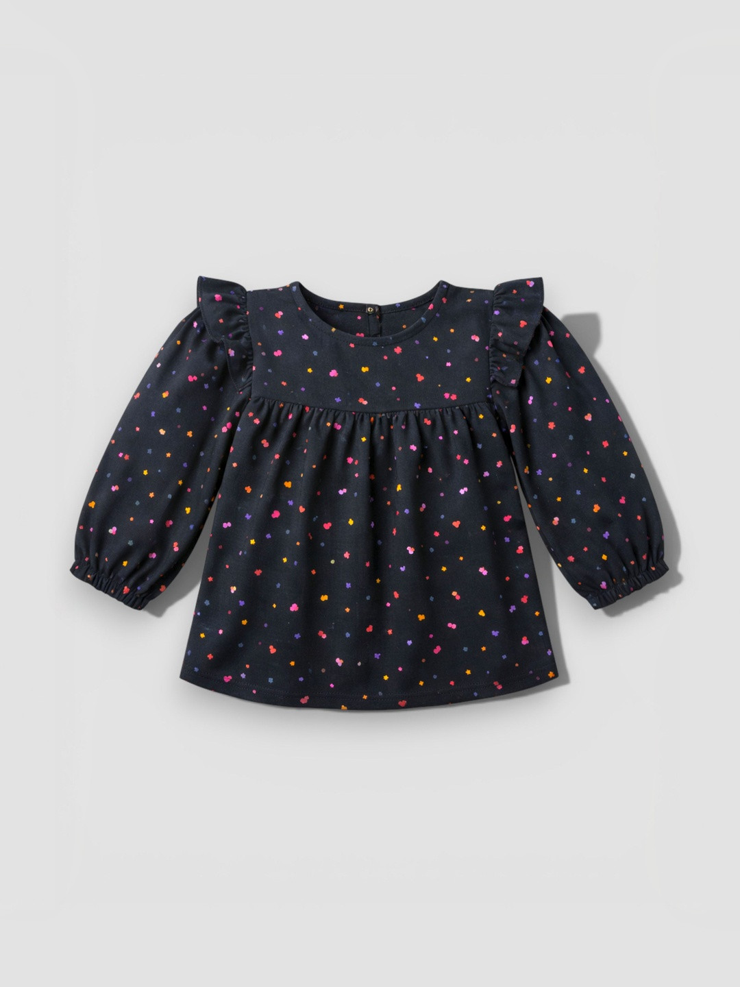 HuggleBug Girls Star Printed Cotton Rayon Top