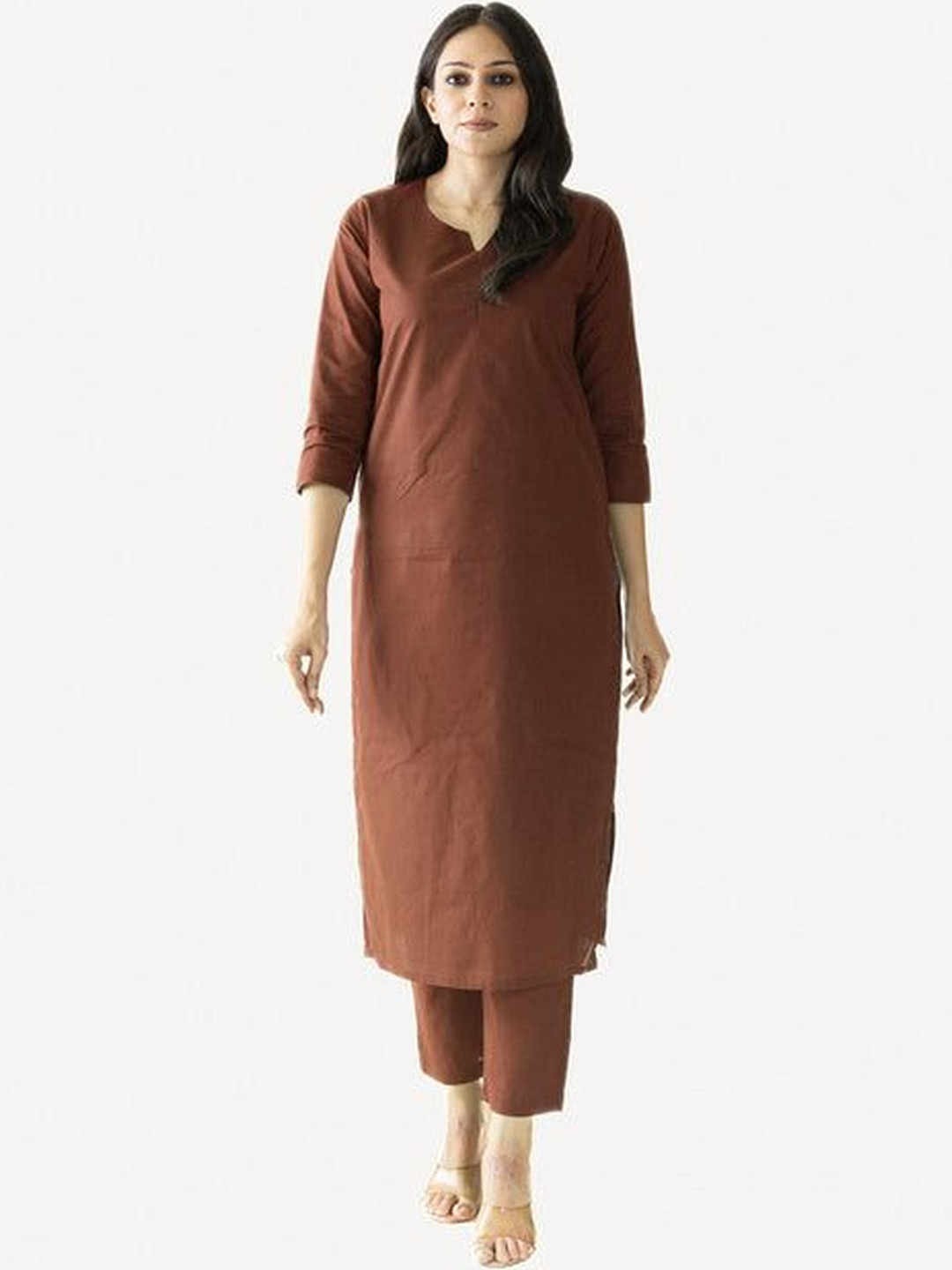 Royal Export Women Regular Chanderi Silk Kurta with Trousers