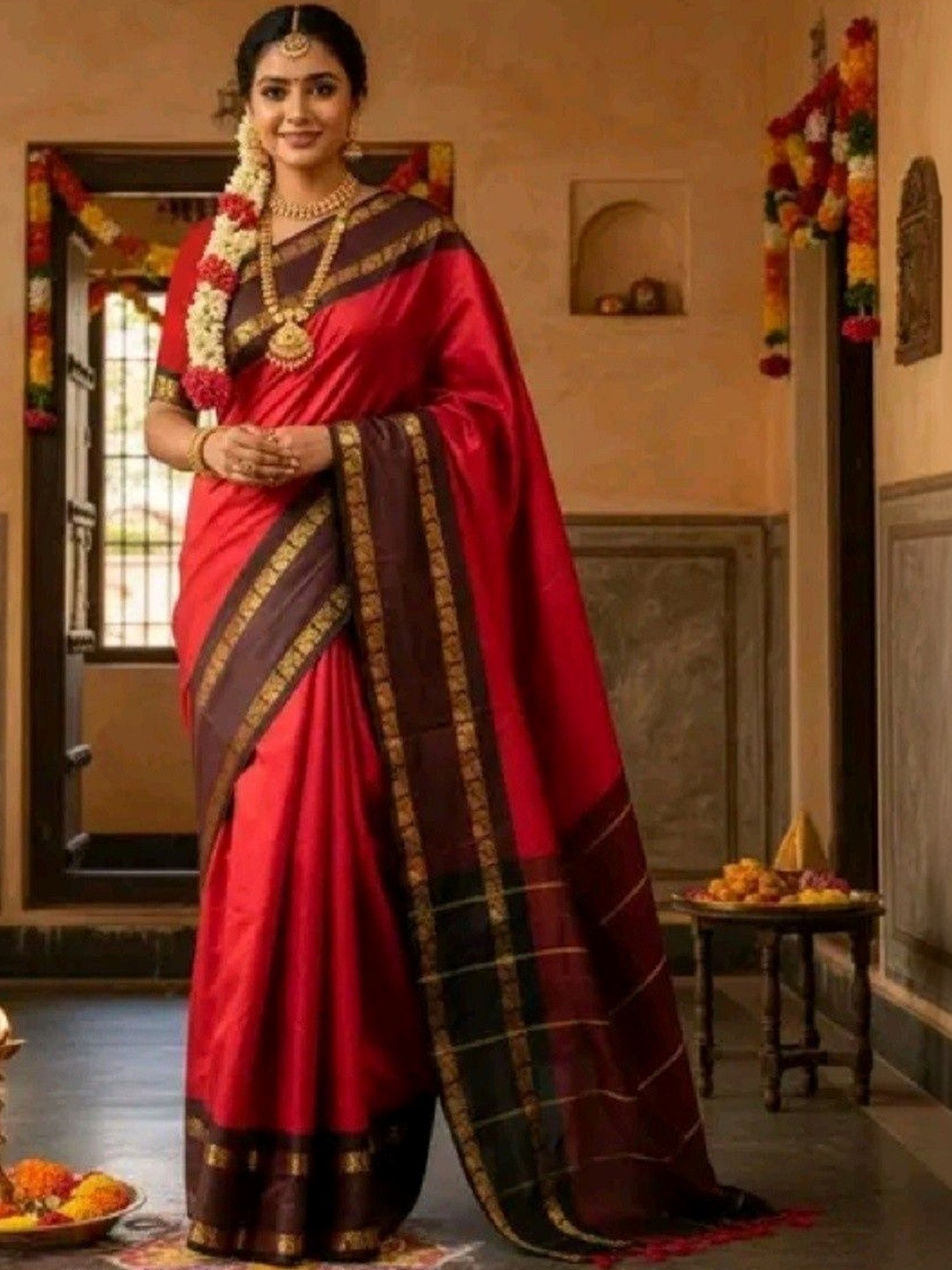 GRISHU COLLECTION Woven Design Zari Silk Cotton Narayan Peth Saree