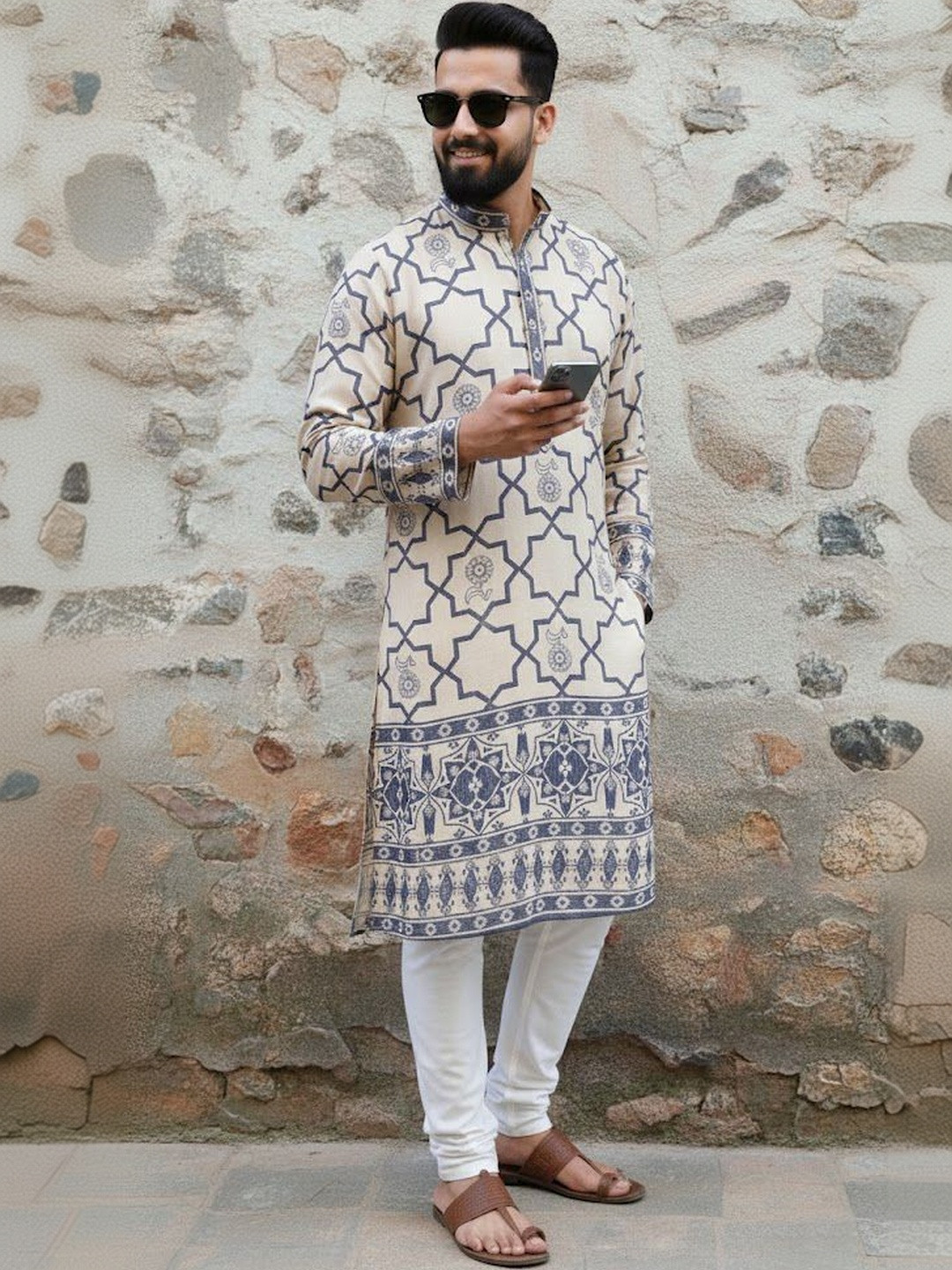 HERE&NOW Men Floral Printed Kurta