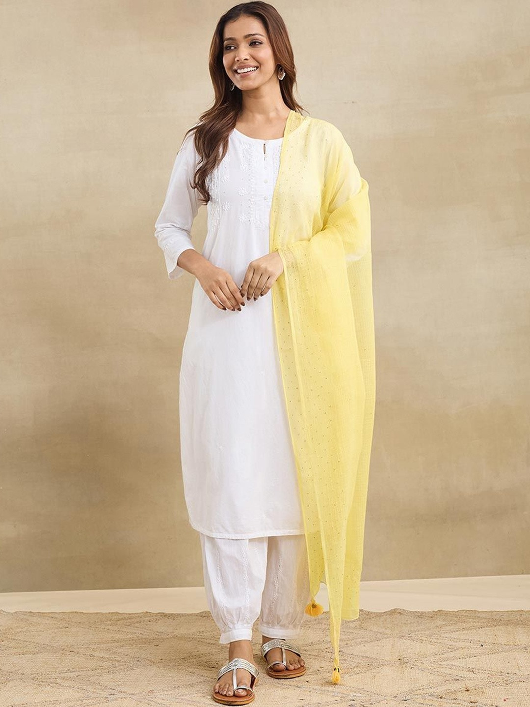 Fabindia Embroidered Cotton Silk Dupatta