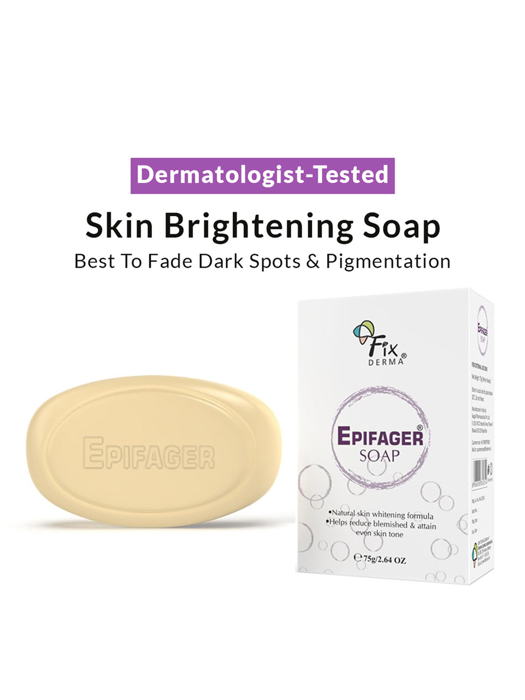 FIXDERMA Kojic Acid Soap Epifager Soap Fades Dark Spots Brighten & Lighten Skin- 75g