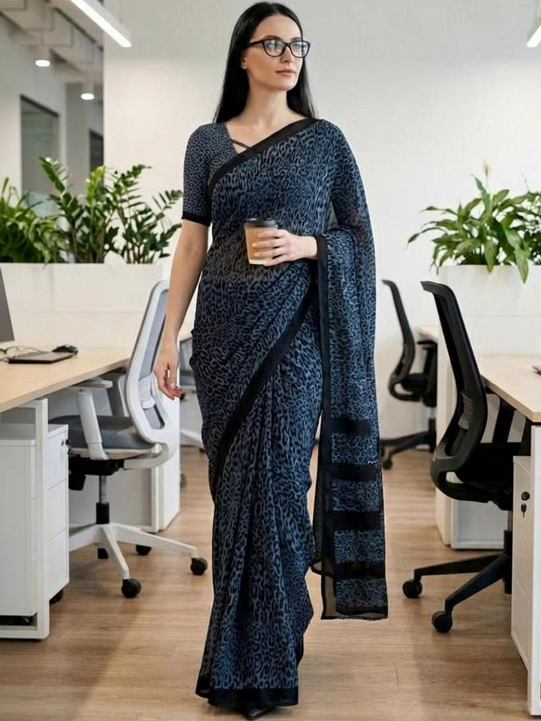 STYLETONE Poly Georgette Saree
