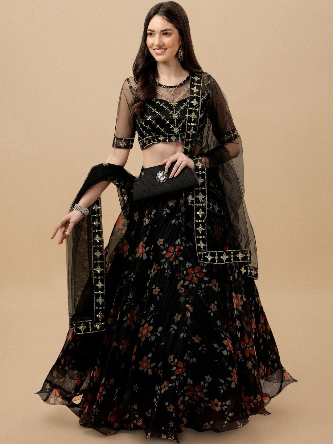 KRYSAL Embellished Semi-Stitched Lehenga & Blouse With Dupatta