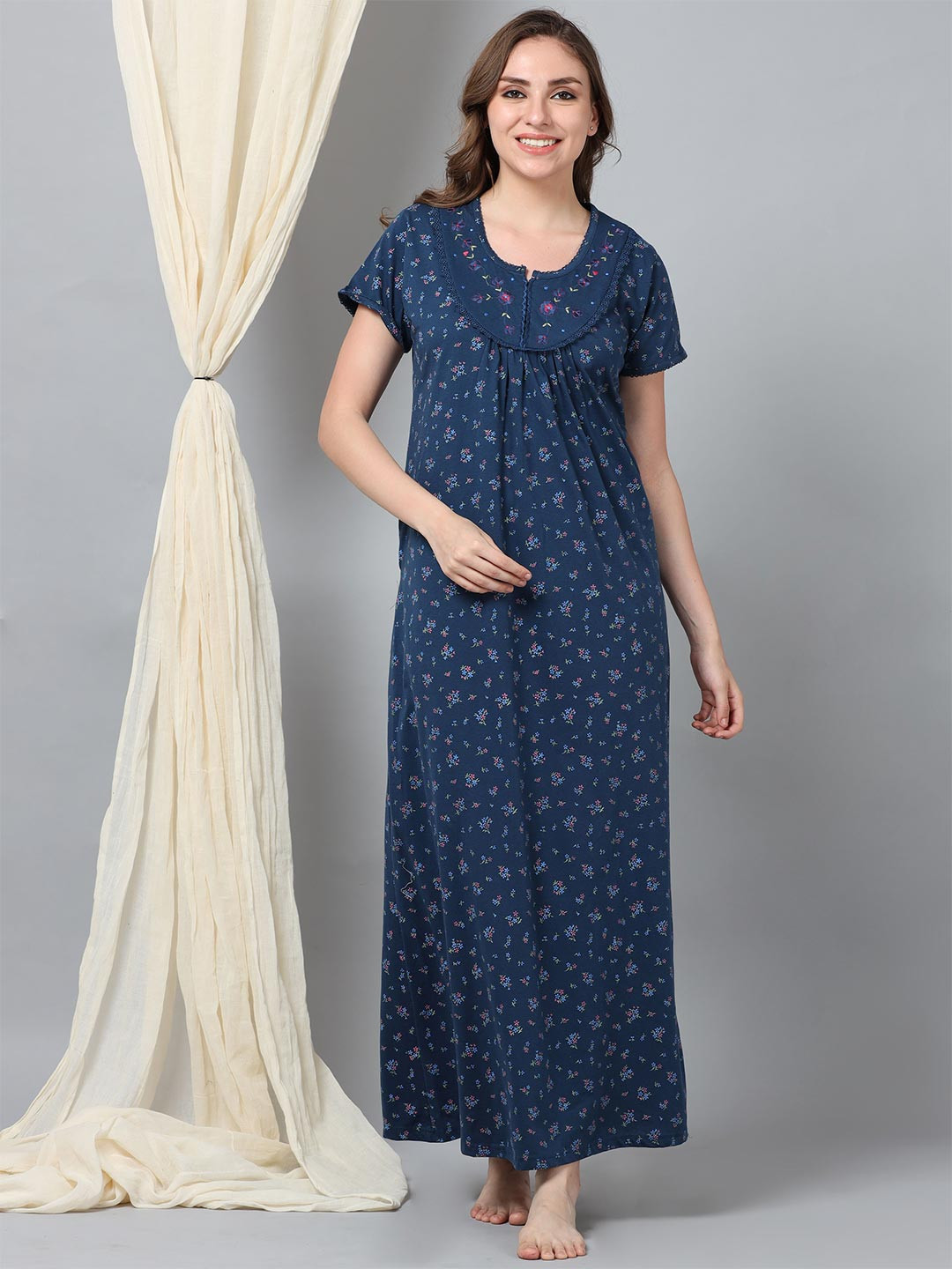 9shines Label Printed Maxi Nightdress