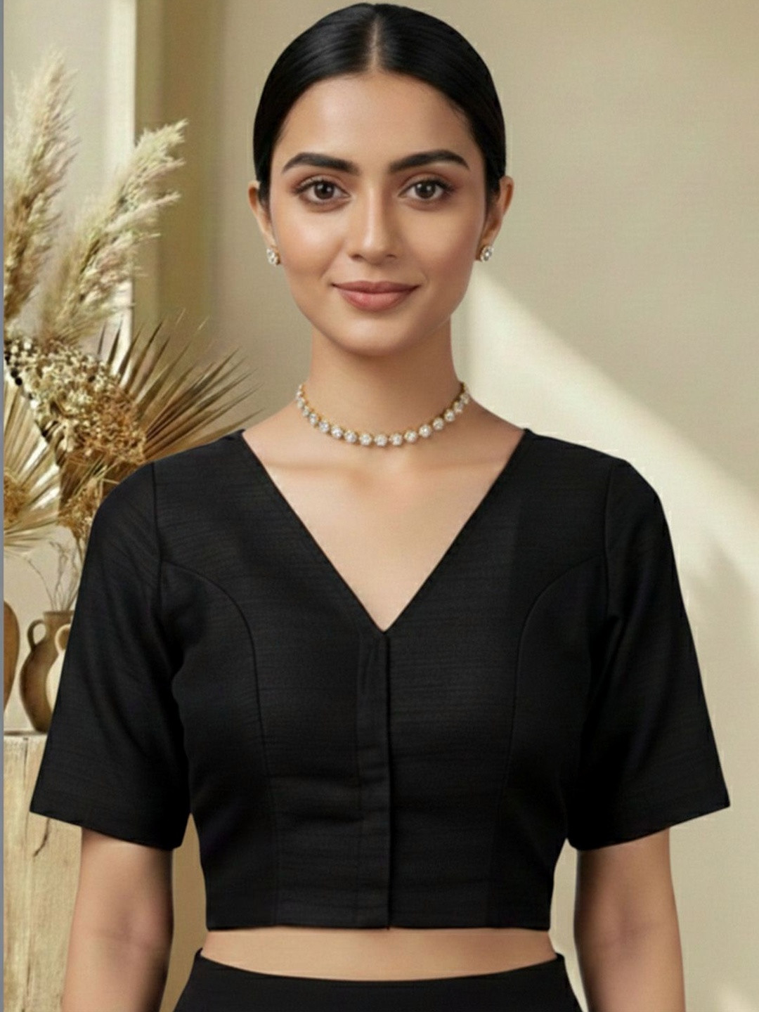 Thevasa Dupion Blend Solid Saree Blouse