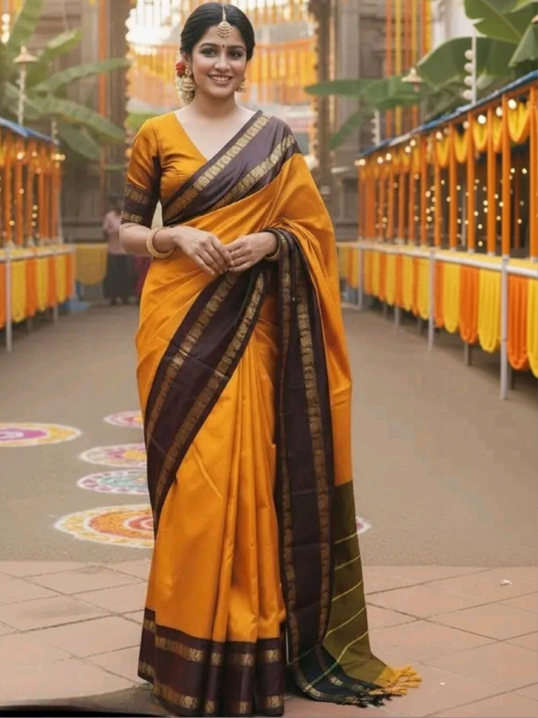 GRISHU COLLECTION Woven Design Zari Silk Cotton Narayan Peth Saree