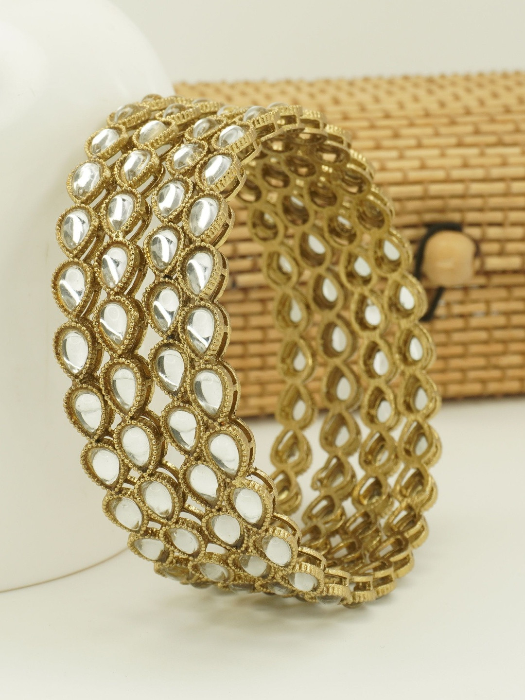 Panini jewels Set Of 4 Gold Plated Kundan-Studded Bangles