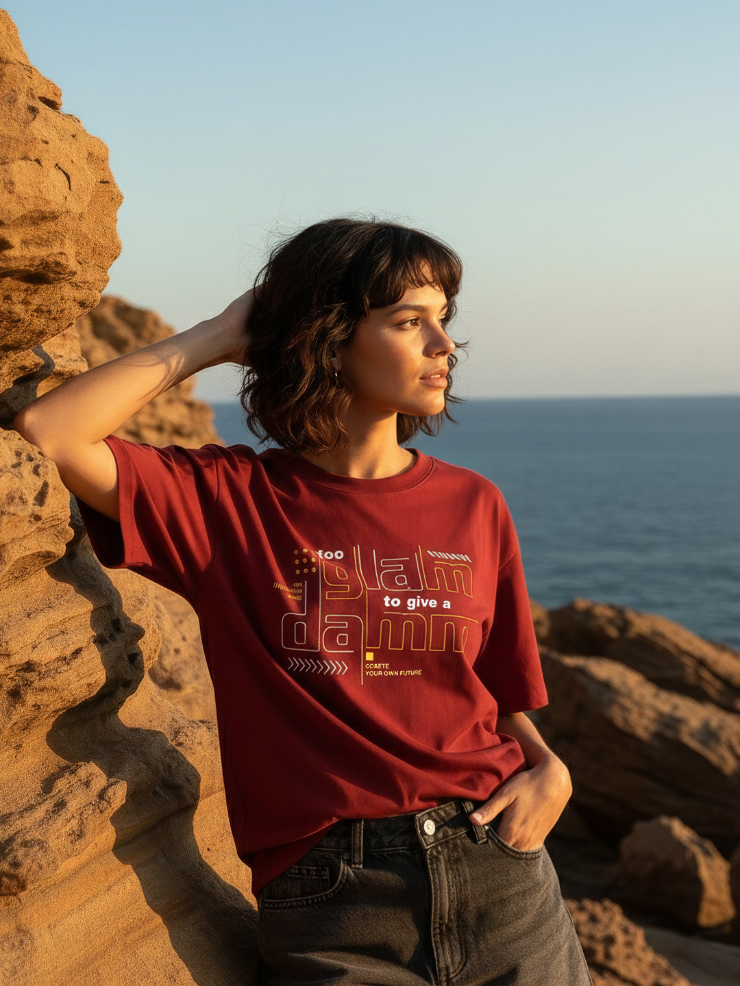 The Roadster Life Co. Typography Printed Pure Cotton Oversized T-shirt