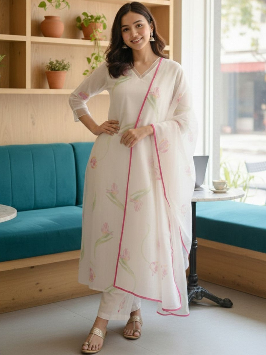 Moda Rapido Women Floral Printed Regular Kurta with Trousers & With Dupatta