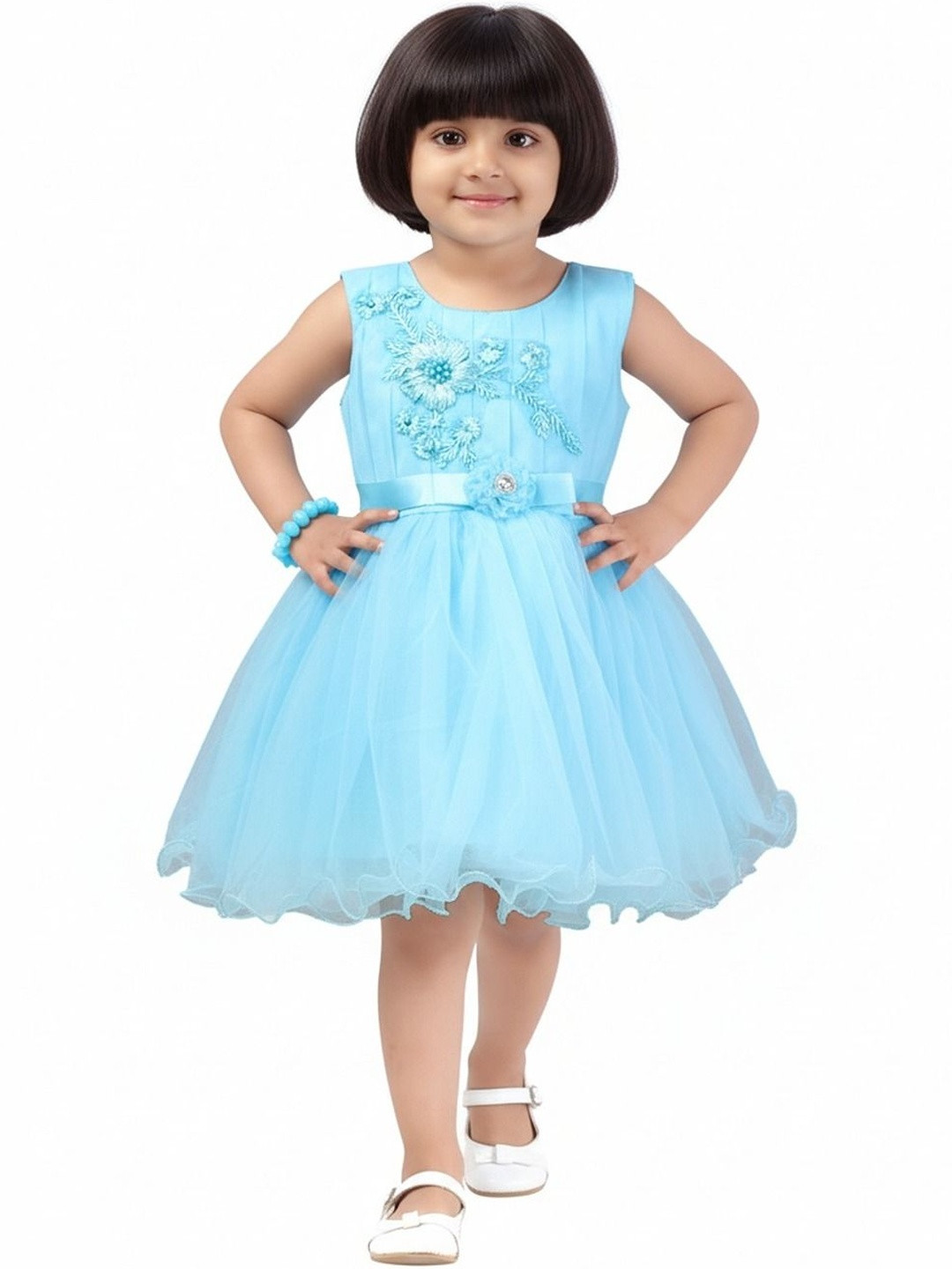 KALINI Floral Net Fit & Flare Dress