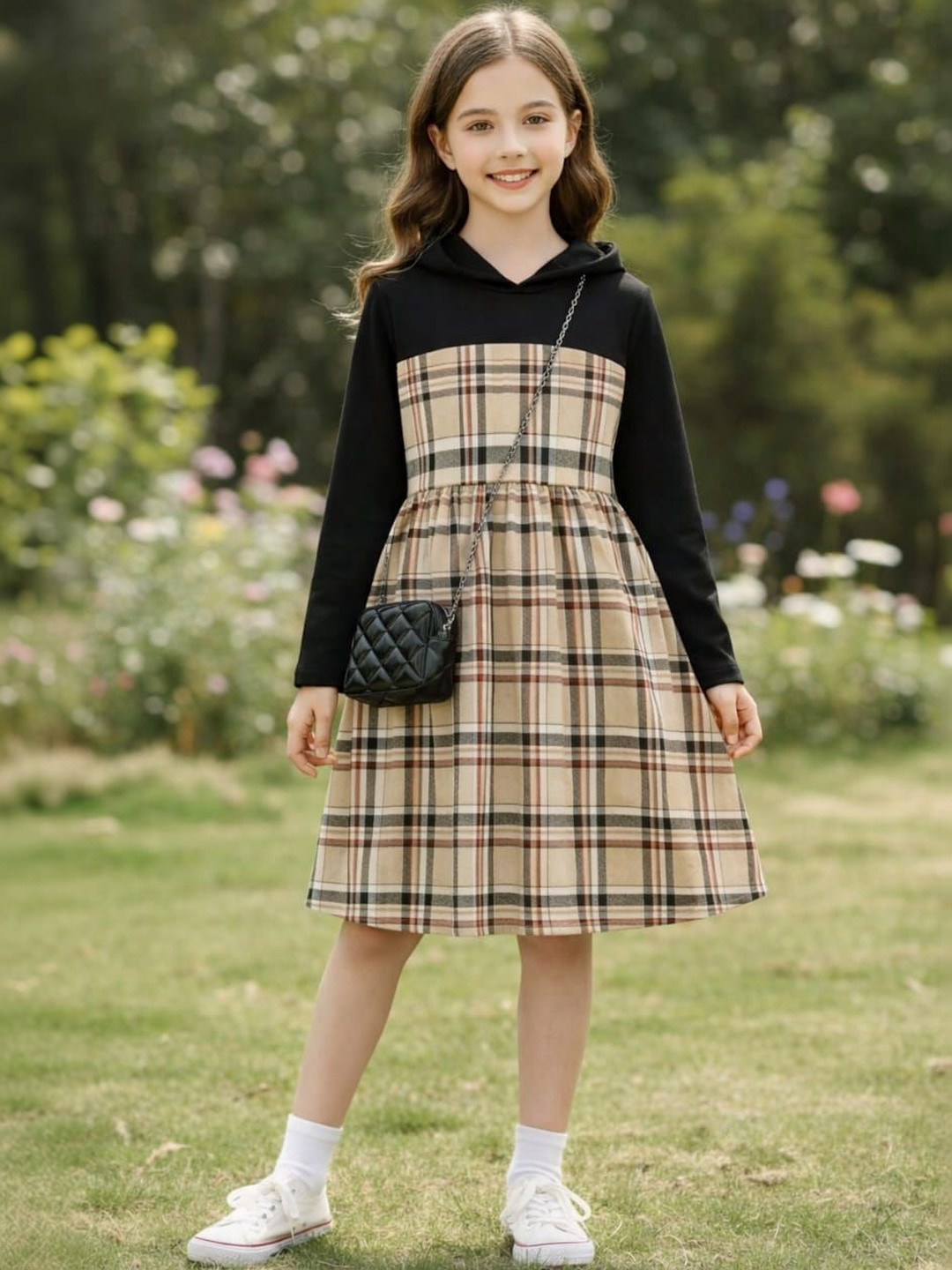 BOTGO Checked Pinafore Dress