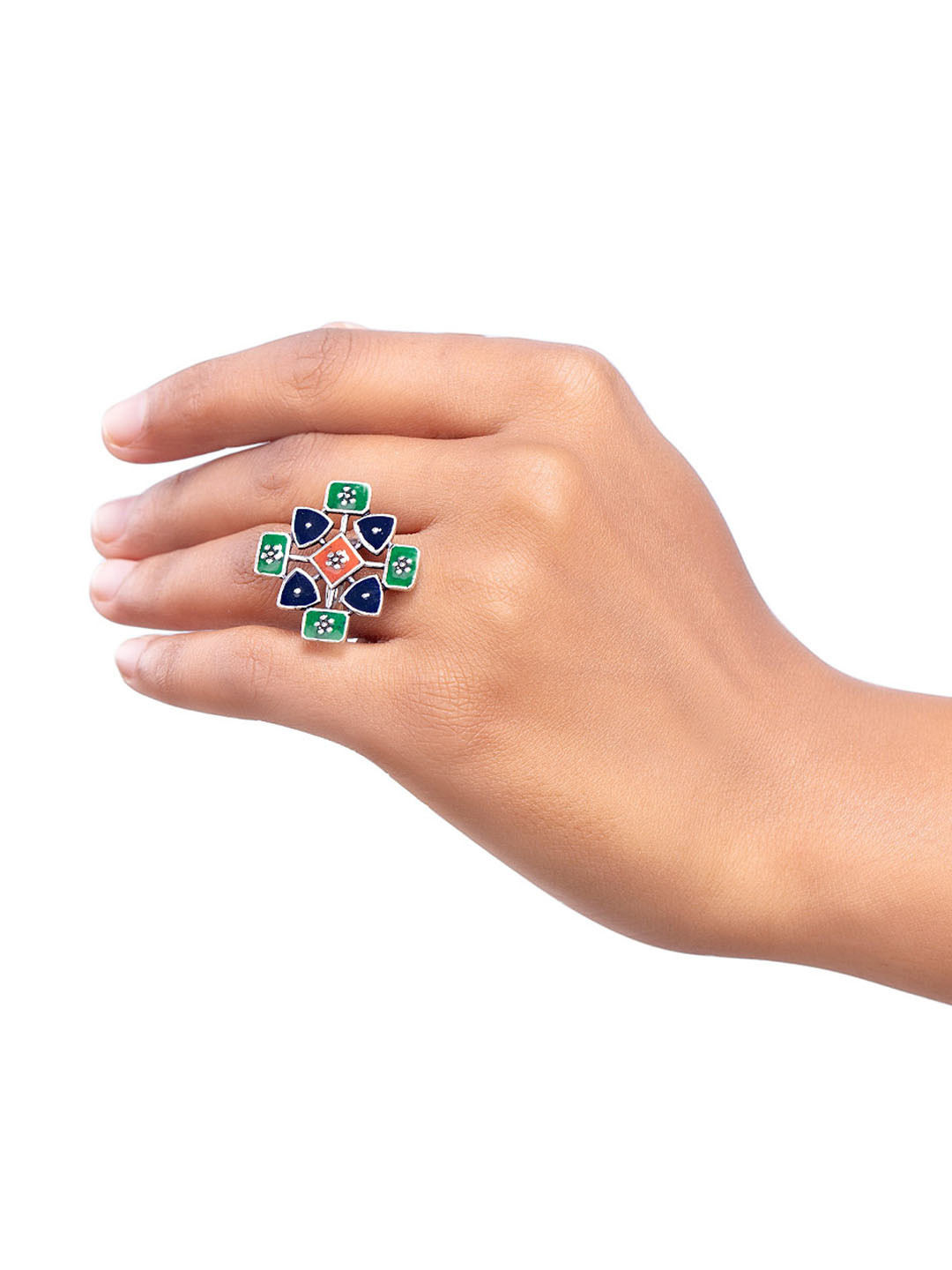 Kesar Rangoli Design Inspired Ring