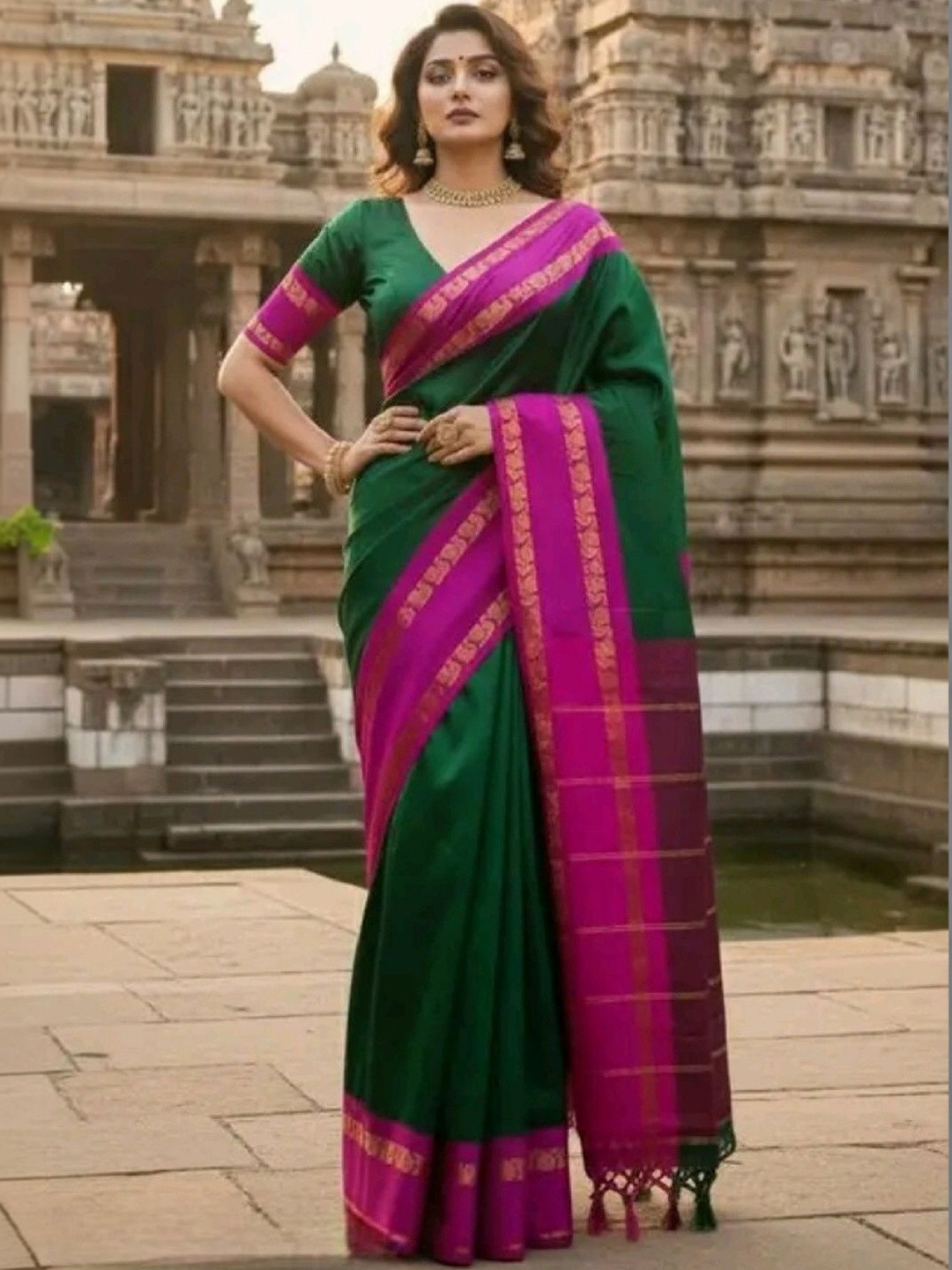 GRISHU COLLECTION Woven Design Zari Silk Cotton Narayan Peth Saree