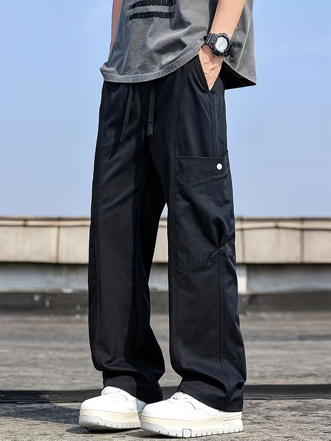 R.Code by The Roadster Life Co. Men High-Rise Cargos Trousers