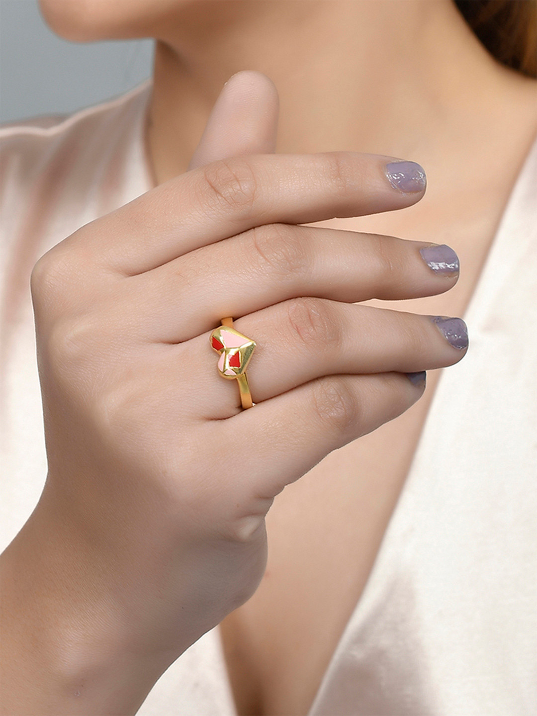 Valentine's Day Collection Split Enamelled Hearts ring