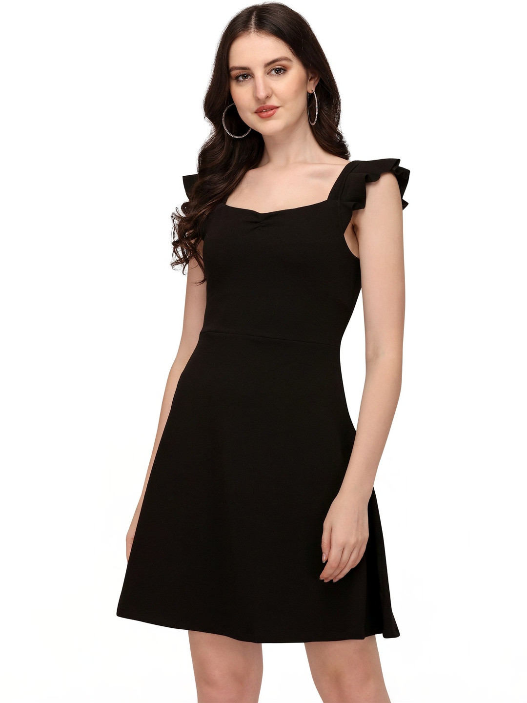 Mehrang Flutter Sleeve Ruffled Fit & Flare Dress
