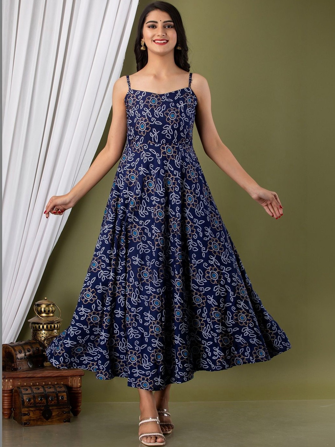 Jollity Women Floral Printed Thread Work Anarkali Dresses